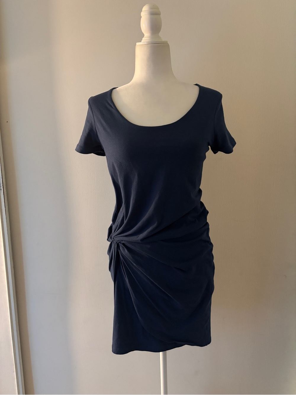 Theory Navy Scoop Neck Dress with Side Knot